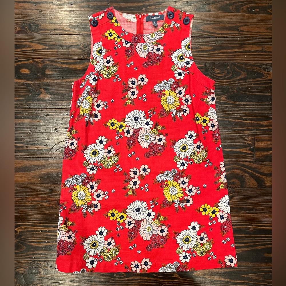 ModCloth Up With the Fun Shift Dress - vintage floral candy red - Size Large